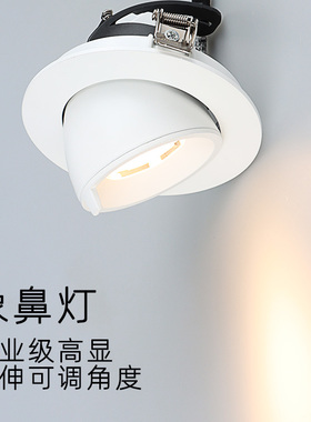 象鼻灯led防眩射灯嵌入式可调角度服装店铺商用客厅天花板cob射灯