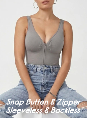 bodysuitwhitzipper拉链塑身衣
