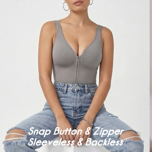 bodysuitwhitzipper拉链塑身衣