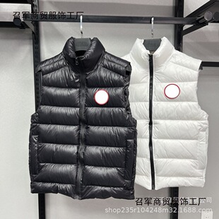 现货跨境秋冬款大鹅亮面马甲棉服男女款防风马甲背心外套加厚坎肩