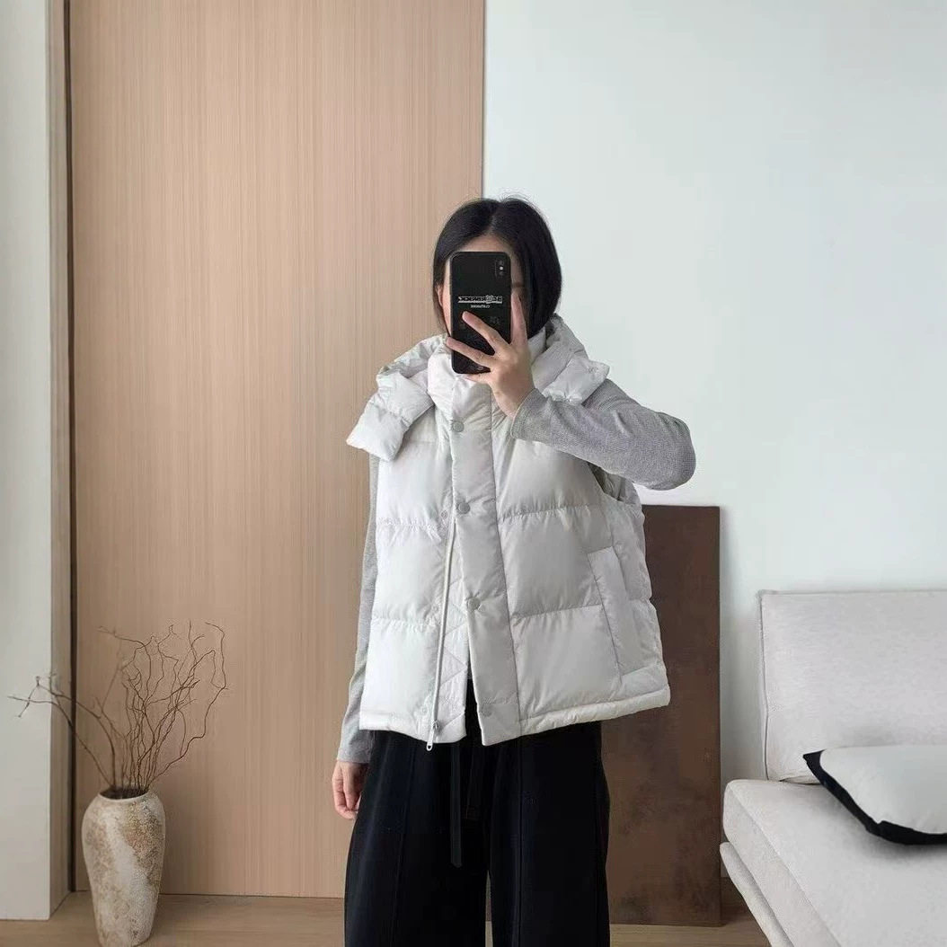 90白鸭绒羽绒服女短款背心马甲