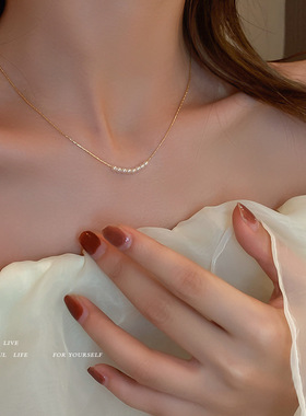 珍珠几何项链女锁骨链