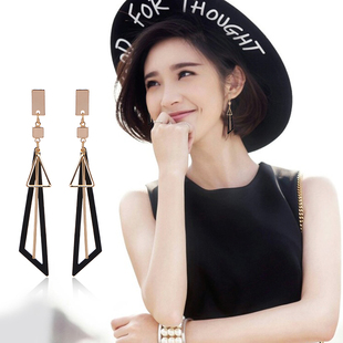 爆款 925银针三角几何耳坠耳环长款 气质超仙百搭耳饰耳钉2024新款