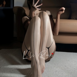 绫觅lili 性感虾线吊带丝袜女过膝袜长筒一体袜透明情调吊带袜