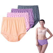 4条装 短裤 高腰中老年100%纯棉内裤 女全棉老人妈妈奶奶红三角底裤