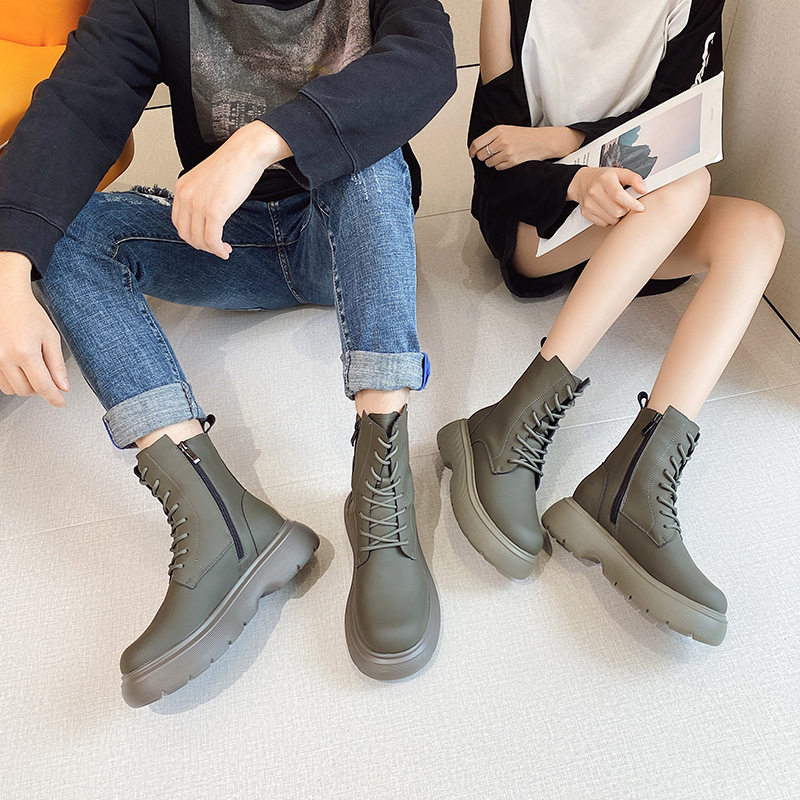 大码女鞋41到43马丁靴女2025秋冬新款加绒侧拉链厚底复古机车短靴,女鞋,马丁靴,淘宝优惠券,粉丝福利购,淘宝优惠卷