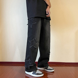 牛仔裤男春秋美式高街潮牌vibe裤子直筒宽松拖地阔腿裤7159-P55，男装牛仔裤，电商A318