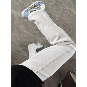 美式高街裤子闪电印花微喇牛仔裤男直筒修身休闲裤7119-P35图片