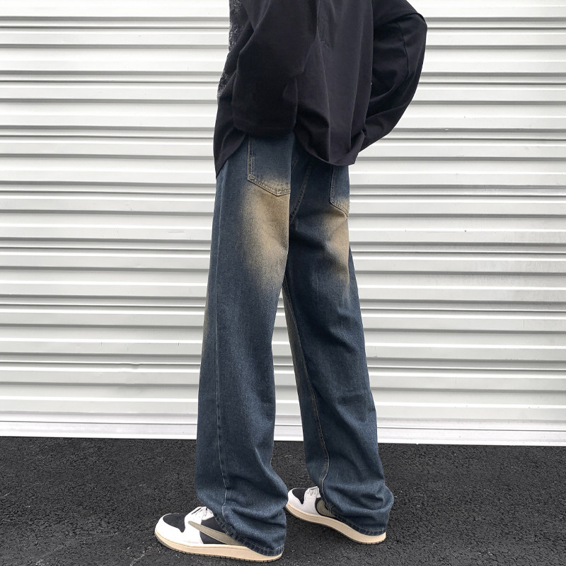 美式vibe潮牌牛仔裤男生秋款裤子休闲直筒宽松男士长裤N69-P45,男装牛仔裤,电商A318