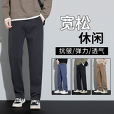 秋季莱赛尔休闲裤男宽松直筒宽松百搭阔腿冰丝裤子6266-P55，男装休闲裤，电商A318