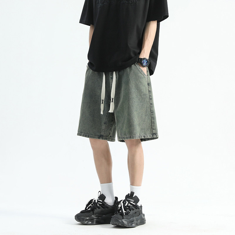 夏季薄款牛仔短裤男士潮牌宽松休闲中裤美式五分裤子男款F01-P50图片