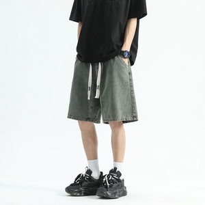夏季薄款牛仔短裤男士潮牌宽松休闲中裤美式五分裤子男款F01-P50图片