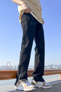 春季美式vibe高街牛仔裤男潮牌修身显瘦直筒工装拉链长裤7150-P45图片