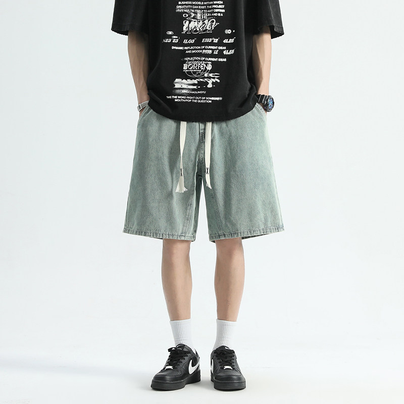 夏季薄款牛仔短裤男士潮牌宽松休闲中裤美式五分裤子男款F01-P50,男装牛仔裤,电商A318