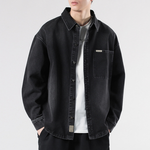 秋季新款男士牛仔衬衫宽松潮牌长袖衬衣美式夹克外套春秋329-P90图片