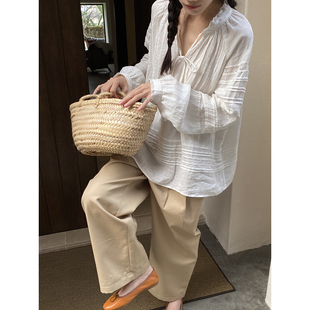 仙气灵动 复古超重工亚麻花边小衫 雏菊BellisPerennis2024ss 法式