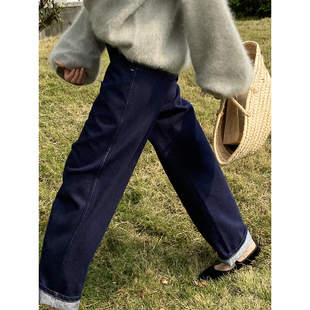 雏菊BellisPerennis2024AW 芷青色汉麻棉牛仔裤