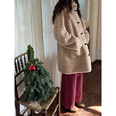 100%羊咩咩皮毛一体立领中长外套 雏菊BellisPerennis2025AW