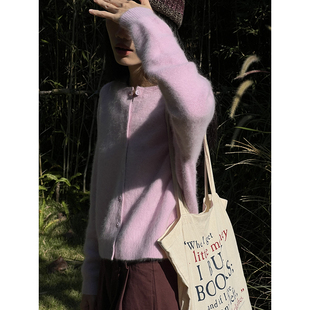 雏菊BellisPerennis2024AW 保暖 云朵轻柔蔷薇粉婴儿蓝狐狸绒开衫