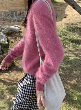 雏菊BellisPerennis2023AW 100山羊绒水拉绒康赛妮定制梅子色毛衣