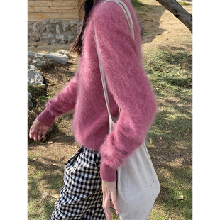 雏菊BellisPerennis2023AW 100山羊绒水拉绒康赛妮定制梅子色毛衣