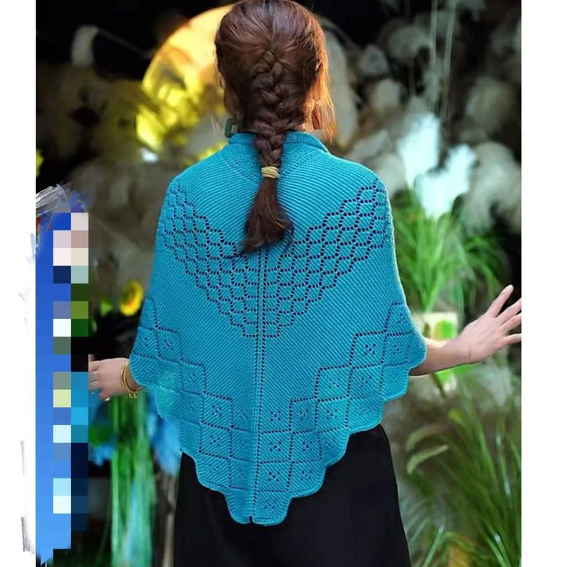 胖mm镂空三角巾纯色披肩