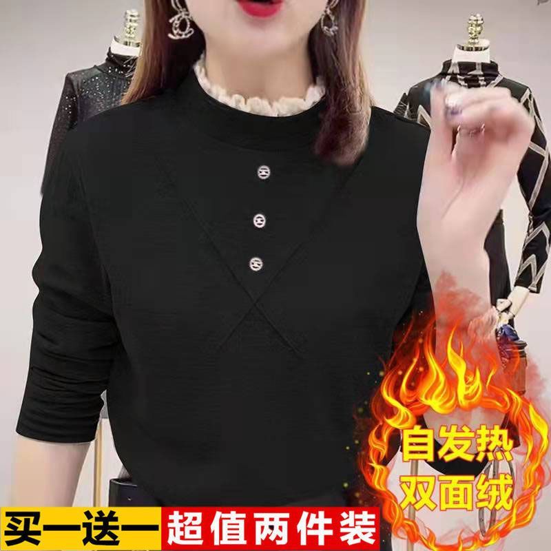 胖人德绒自发热打底衫女