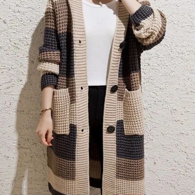 胖mm秋冬中长款连帽针织衫