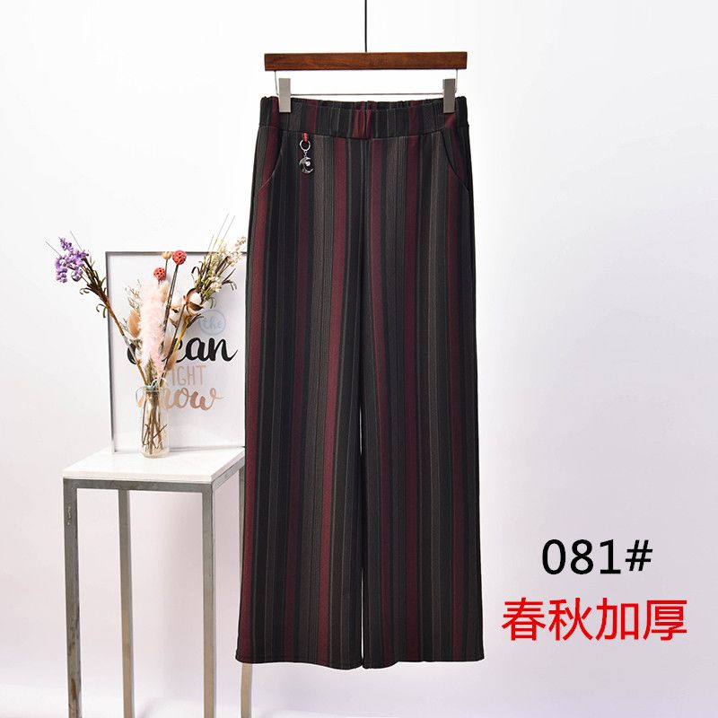 胖人秋冬加厚松紧腰阔腿裤女中老年女裤休闲高腰女裤大码妈妈裤子