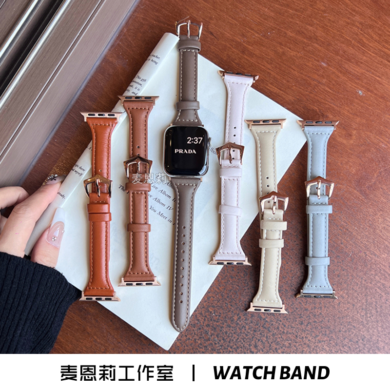 applewatch皮质小蛮腰玫瑰金表带