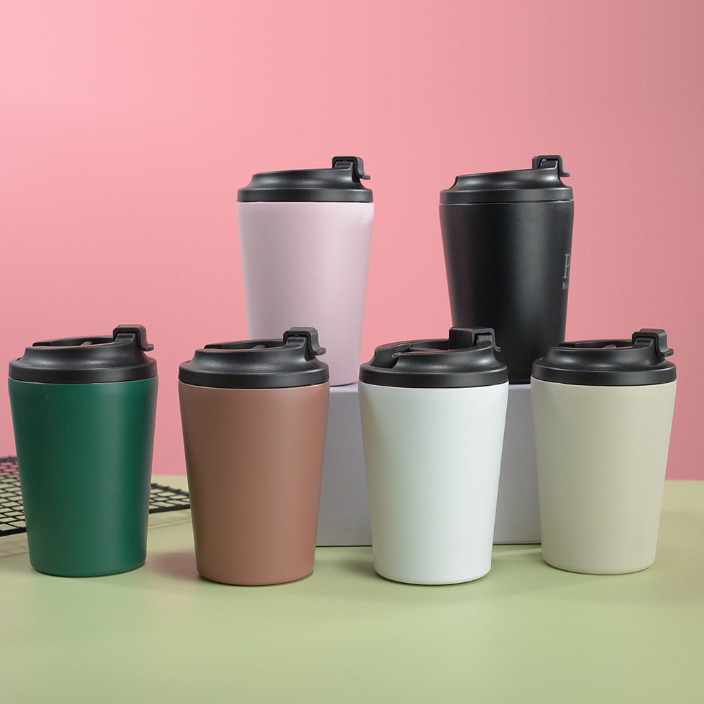 创意咖啡杯带刻度12oz迷你口袋保温杯不锈钢水杯便携美式随手杯子