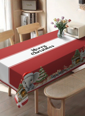 跨境电商厂家直发JIT桌布印花圣诞节几何餐桌布家居装饰台布