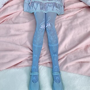 {音符悠舞}Lolita甜美纯欲大腿袜女蝴蝶结洛丽塔黑白色过膝高筒