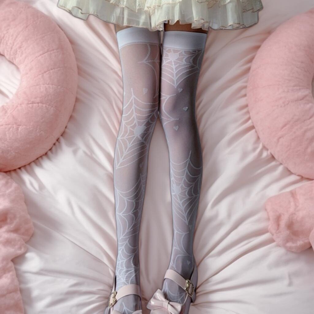 {冥域蛛丝心}Lolita洛丽塔蝴蝶过膝袜子女丝袜夏季薄款纯欲