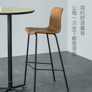 北欧复古工业风吧椅现代简约咖啡厅酒吧高脚椅凳个性马鞍皮前台椅