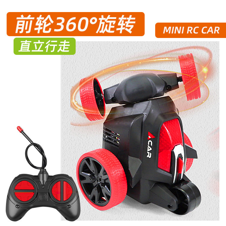 玩具亚马逊男孩跨境灯光音乐RC遥控车翻斗车 迷你小翻滚车不包电