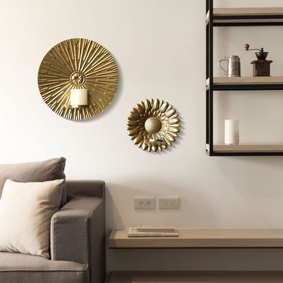 轻奢金色铁艺壁挂装饰礼品candlestick家庭壁饰灯茶蜡展示架烛台