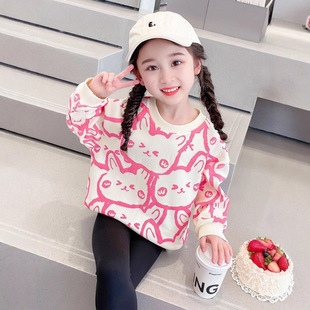 女小中童卫衣春秋季2025新款儿童洋气时髦宝宝长袖宽松打底衫上衣