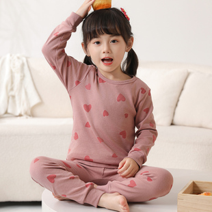 全棉内衣女宝宝秋天线衣裤 套装 纯棉女童秋衣秋裤 儿童睡衣女孩秋季