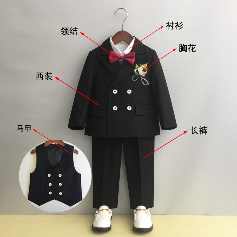 남아 슈트 아동용 스몰 슈트 핸섬한 영국 꽃 파는 소녀 웨딩복 쓰리피스 남아 피아노 연주복