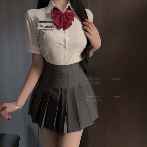 Японская студенческая юбка в складку, корсет, рубашка, комплект, по фигуре, в обтяжку