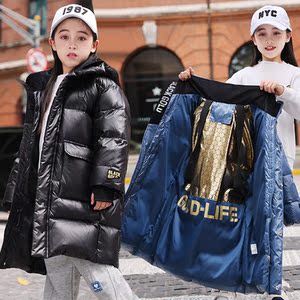 2023冬装新款中长款儿童羽绒服加厚保暖洋气女童免洗外套女孩上衣