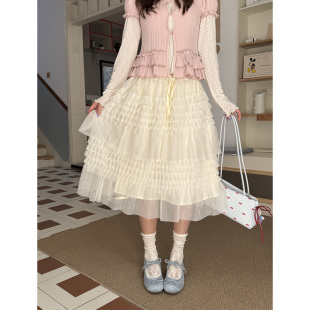 吴宝珠 韩系少女蛋糕多层网纱半身裙蓬蓬中裙设计感a字裙2026春夏