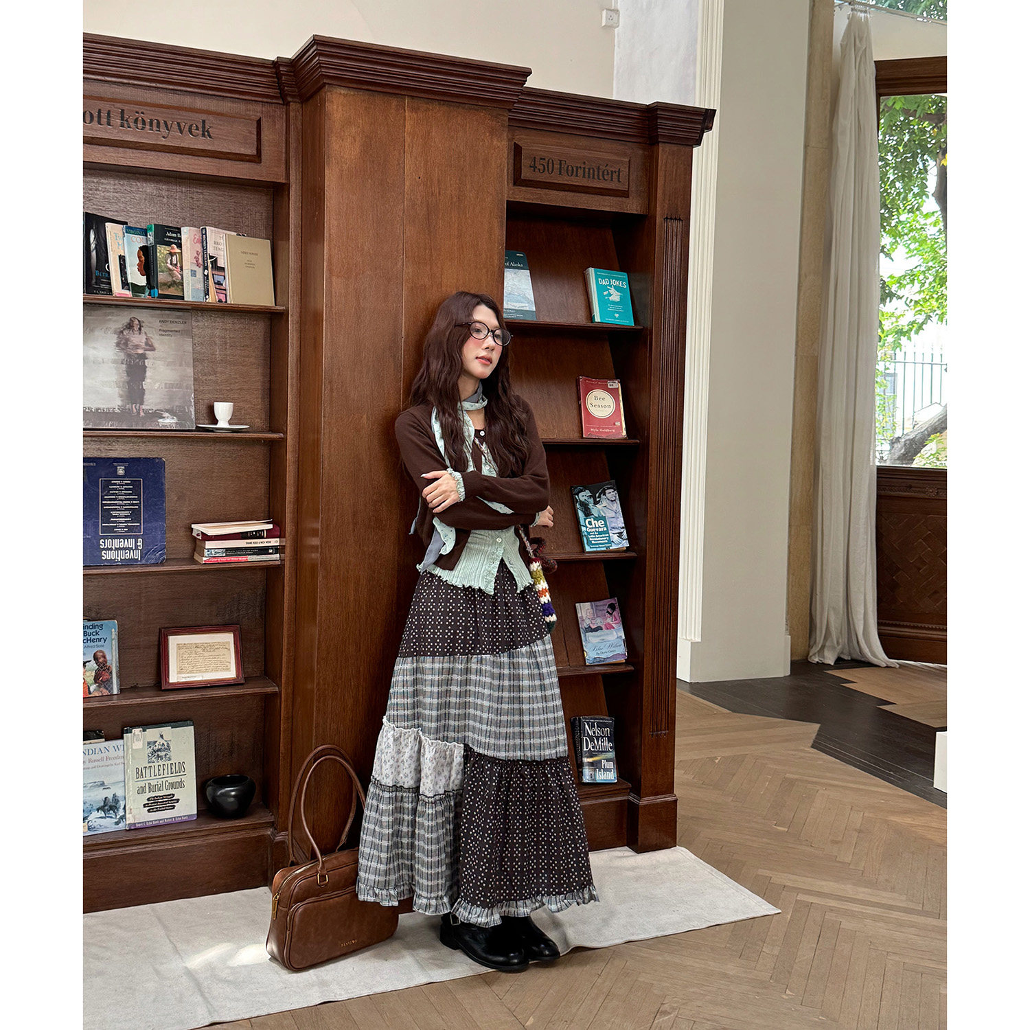 吴宝珠 复古日系拼接碎花格纹半身裙秋季设计感A字花边长裙,女装/女士精品,半身裙,淘宝优惠券,粉丝福利购,淘宝优惠卷