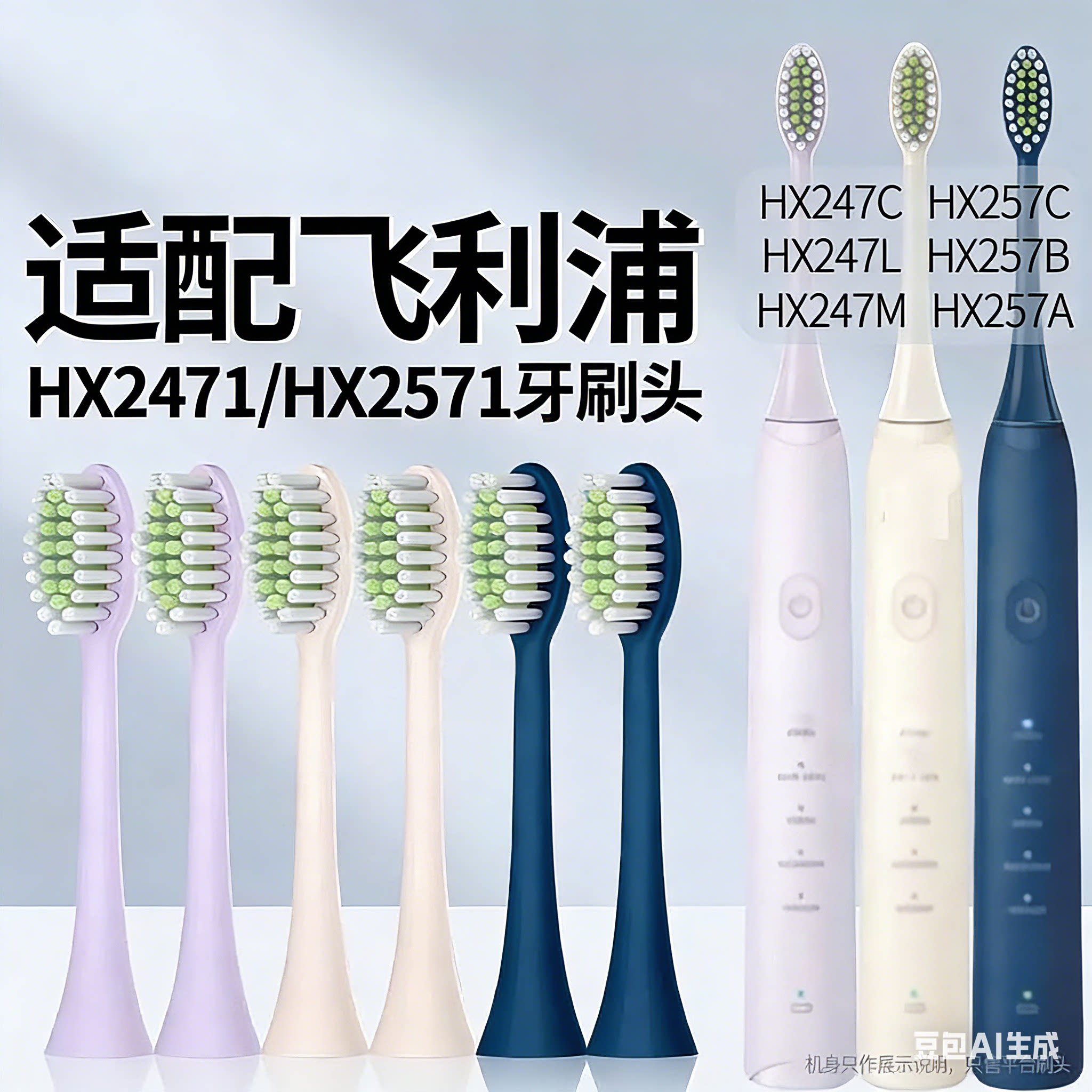 适配飞利浦电动牙刷头HX247L/247M/247C/2471/2571替换通用宝藏刷