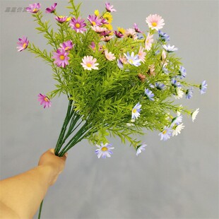 饰摆件洋甘菊拍照道具 小雏菊假花仿真花客厅摆设餐桌花装 饰花束装