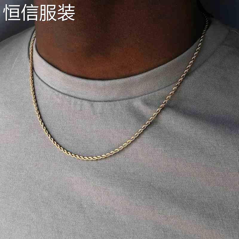 less Steel Figaro Cuban Chain Necklace For Men Women Jewelry