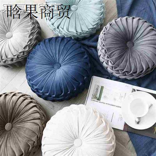 Velvet Pleated Round sofa Cushion Pillow Pouf Throw Home Sof