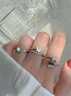 时尚个性风双层贝壳蝴蝶开口戒指