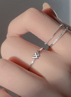 王一博肖战开口闪钻字母戒指